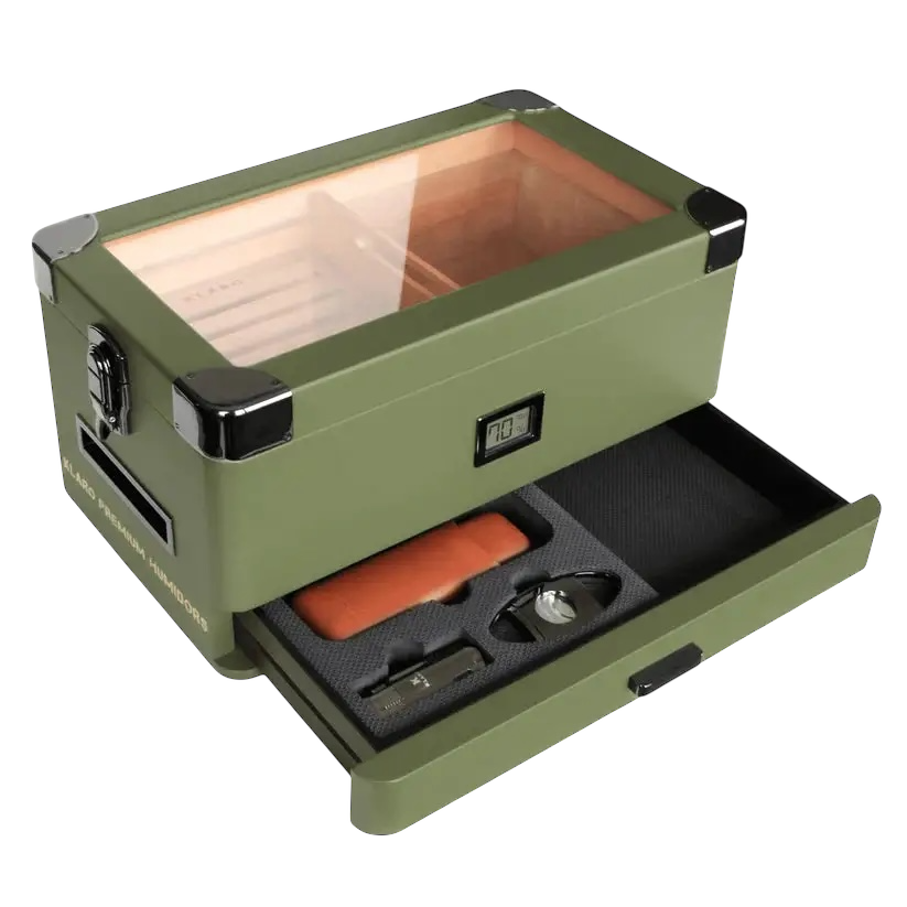 Military Glass Top Humidor